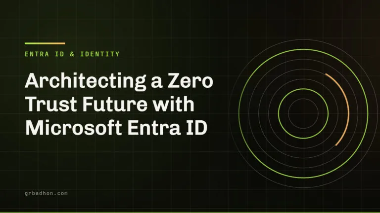Architecting a Zero Trust Future with Microsoft Entra ID: Strategies for Identity‑Centric Security. Entra ID & Identity article banner on grbadhon.com
