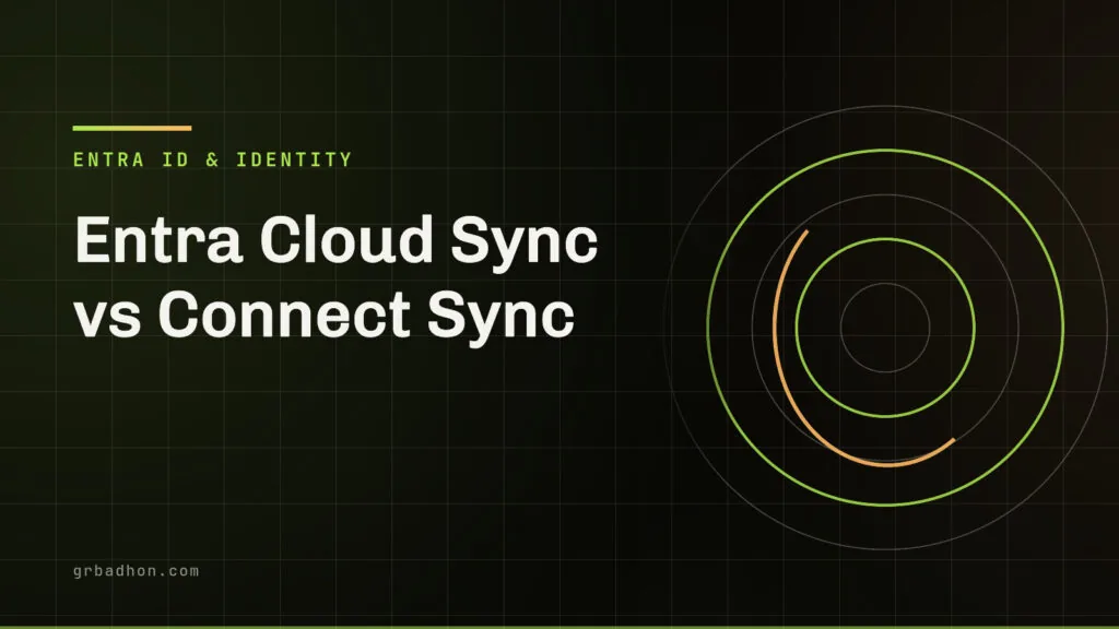 Entra Cloud Sync vs Connect Sync: what the 30 September deadline forces. Entra ID & Identity article banner on grbadhon.com