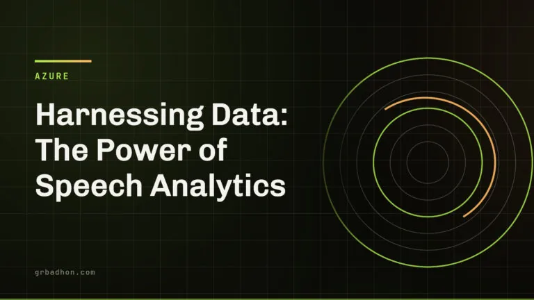 Harnessing Data: The Power of Speech Analytics. Azure article banner on grbadhon.com