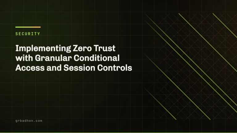 Implementing Zero Trust with Granular Conditional Access and Session Controls — Security article banner on grbadhon.com