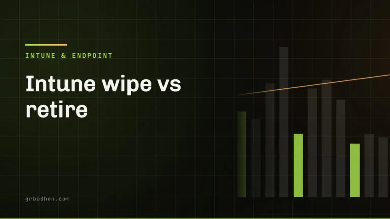Intune wipe vs retire: which action to use and the order that stops data being orphaned. Article banner on grbadhon.com