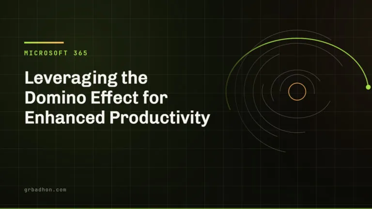 Leveraging the Domino Effect for Enhanced Productivity. Microsoft 365 article banner on grbadhon.com