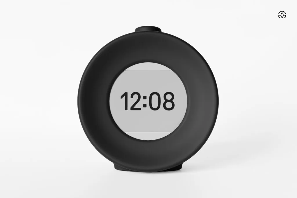 Mudita Harmony 2 review: the Charcoal Black unit seen front on, showing the 2.84 inch E Ink display