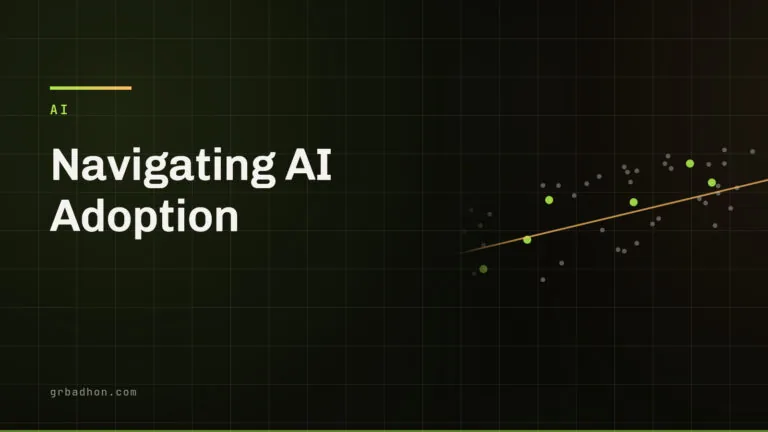 Navigating AI Adoption: The Human Element in Digital Transformation. AI article banner on grbadhon.com