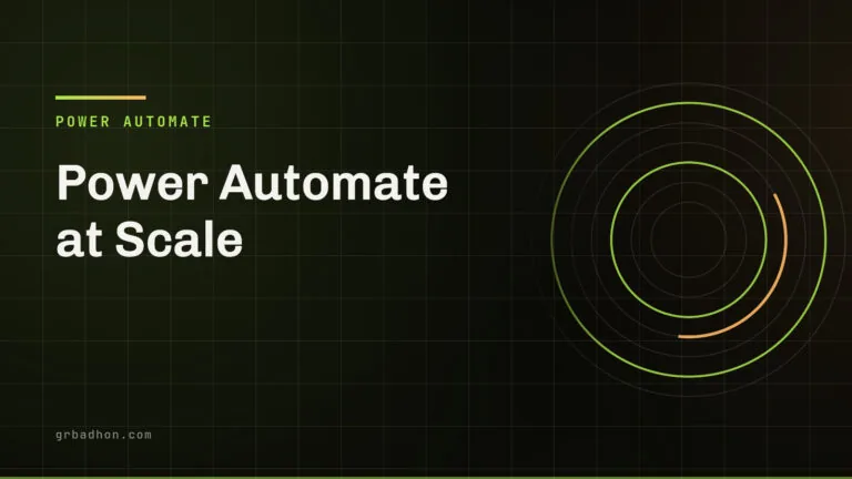 Power Automate at Scale: Solution-Aware ALM, the CoE Kit, and DLP That Empowers Makers — Power Automate article banner on grbadhon.com