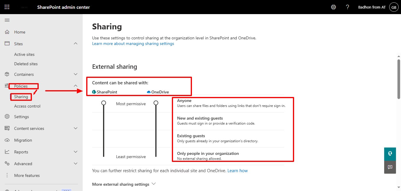 SharePoint external sharing setting requiring recipients to sign in with the invited address