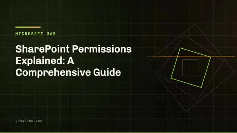 SharePoint Permissions Explained: A Comprehensive Guide. Microsoft 365 article banner on grbadhon.com