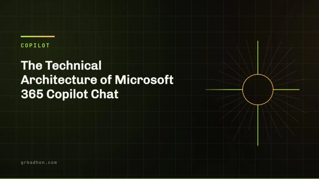 The Technical Architecture of Microsoft 365 Copilot Chat. Copilot article banner on grbadhon.com