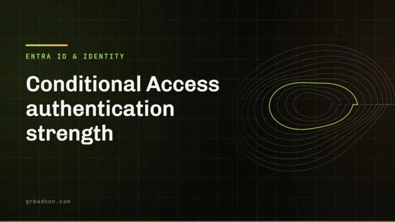 Conditional Access authentication strength: who it blocks and why. Entra ID & Identity article banner on grbadhon.com