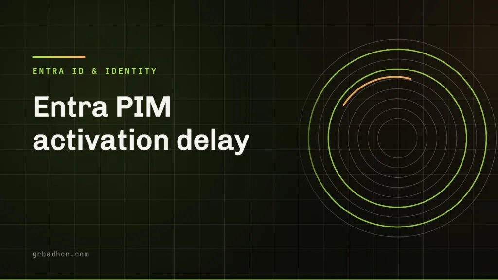 Entra PIM activation delay: the role is active, access is not. Entra ID & Identity article banner on grbadhon.com