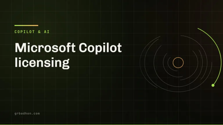 Microsoft Copilot licensing: what qualifies, and what bills separately. Copilot & AI article banner on grbadhon.com